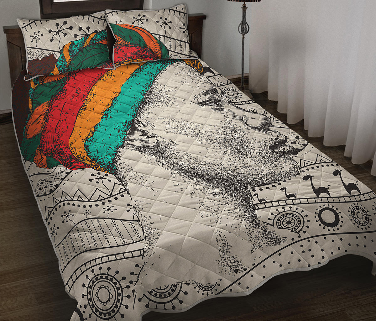 Ethnic African Girl Print Quilt Bed Set