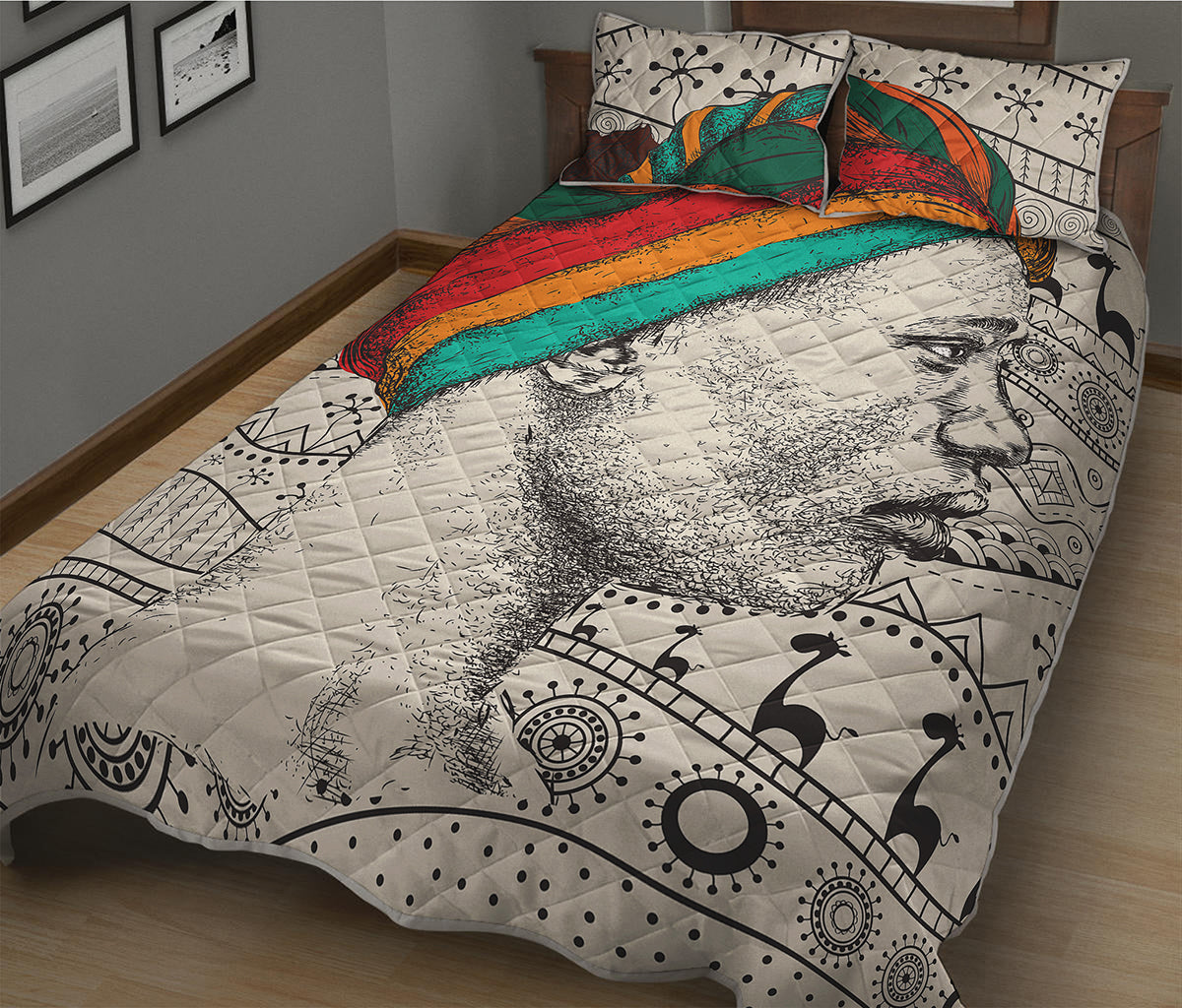 Ethnic African Girl Print Quilt Bed Set