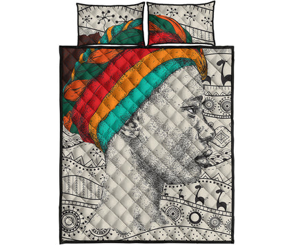 Ethnic African Girl Print Quilt Bed Set