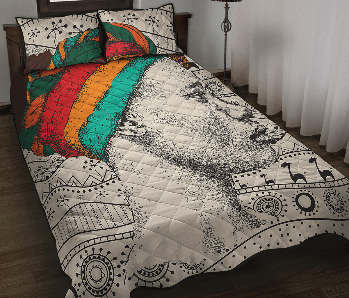 Ethnic African Girl Print Quilt Bed Set
