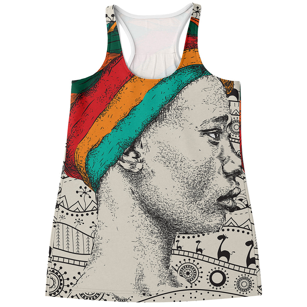 Ethnic African Girl Print Women's Racerback Tank Top