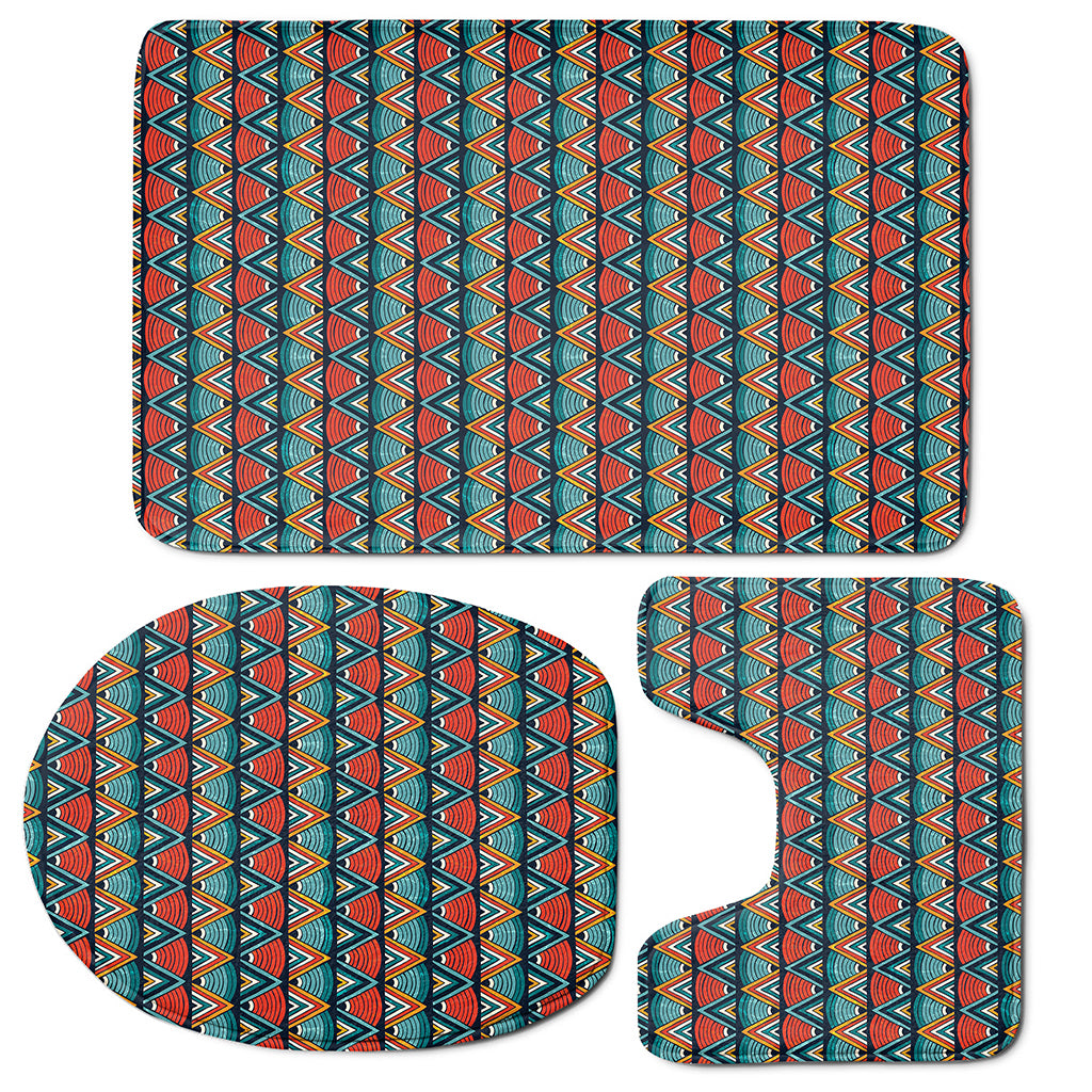 Ethnic African Inspired Pattern Print 3 Piece Bath Mat Set