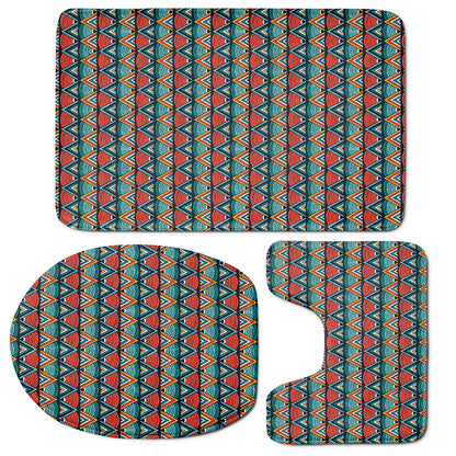 Ethnic African Inspired Pattern Print 3 Piece Bath Mat Set