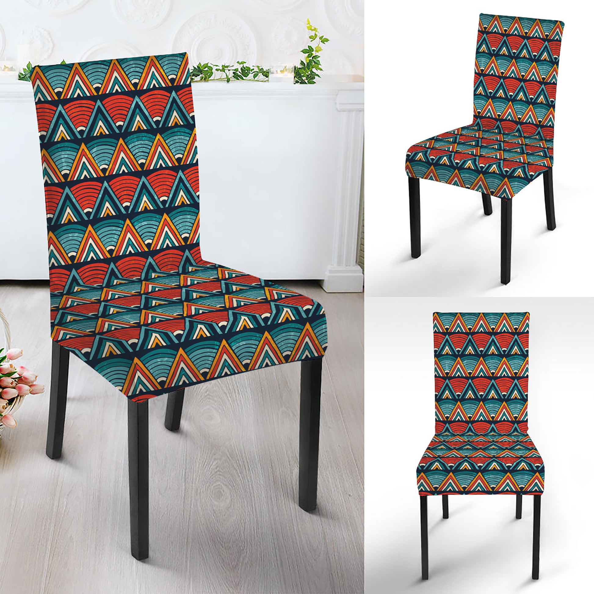 Ethnic African Inspired Pattern Print Dining Chair Slipcover