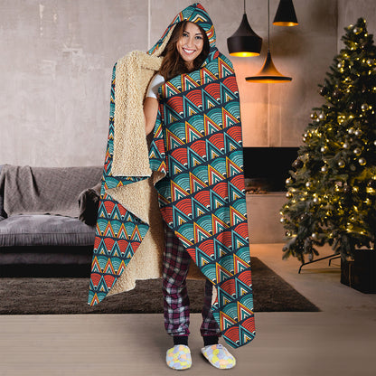 Ethnic African Inspired Pattern Print Hooded Blanket