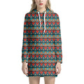 Ethnic African Inspired Pattern Print Pullover Hoodie Dress