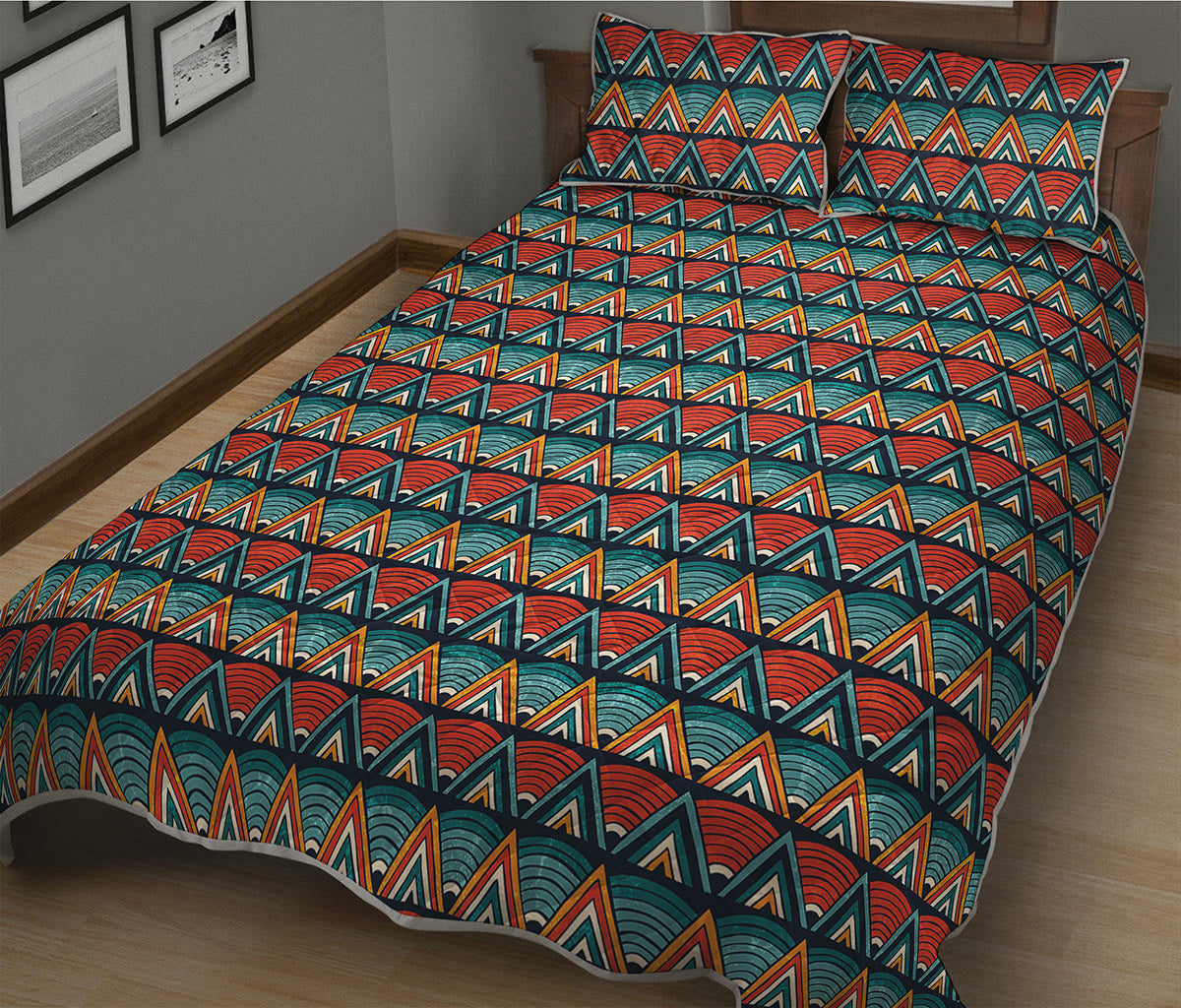 Ethnic African Inspired Pattern Print Quilt Bed Set