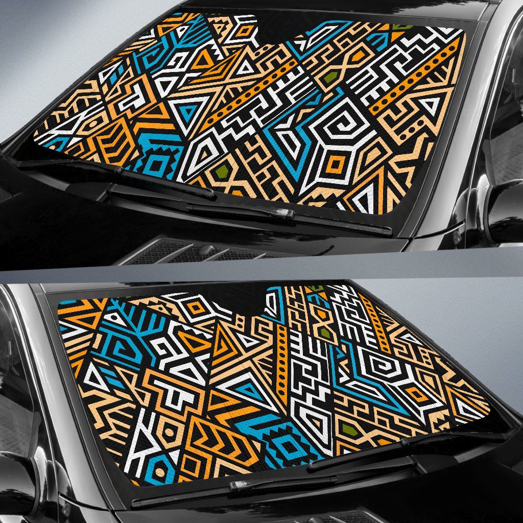Ethnic Aztec Geometric Pattern Print Car Sun Shade GearFrost