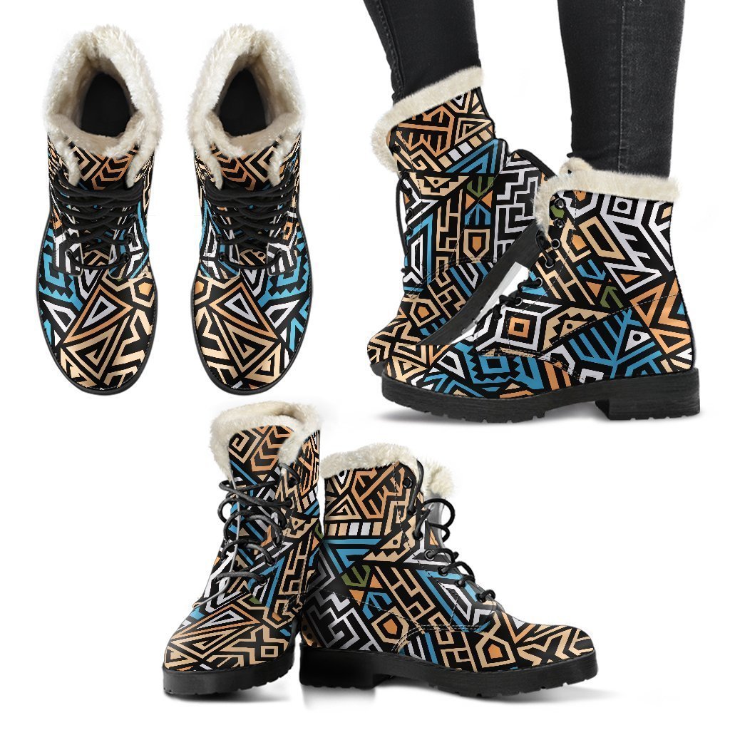 Ethnic Aztec Geometric Pattern Print Comfy Boots GearFrost