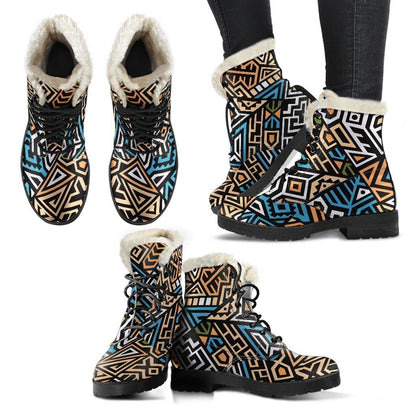 Ethnic Aztec Geometric Pattern Print Comfy Boots GearFrost