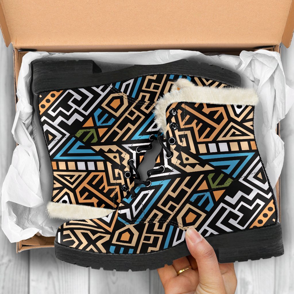 Ethnic Aztec Geometric Pattern Print Comfy Boots GearFrost
