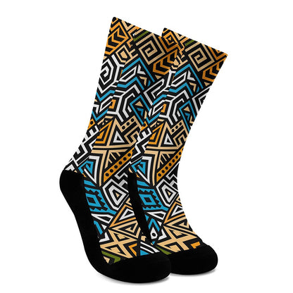 Ethnic Aztec Geometric Pattern Print Crew Socks