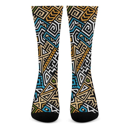 Ethnic Aztec Geometric Pattern Print Crew Socks