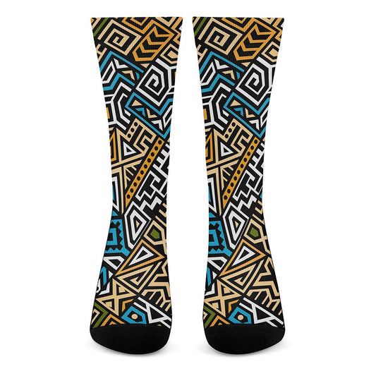 Ethnic Aztec Geometric Pattern Print Crew Socks