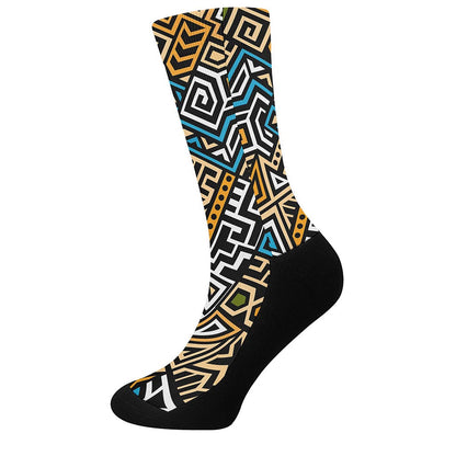 Ethnic Aztec Geometric Pattern Print Crew Socks