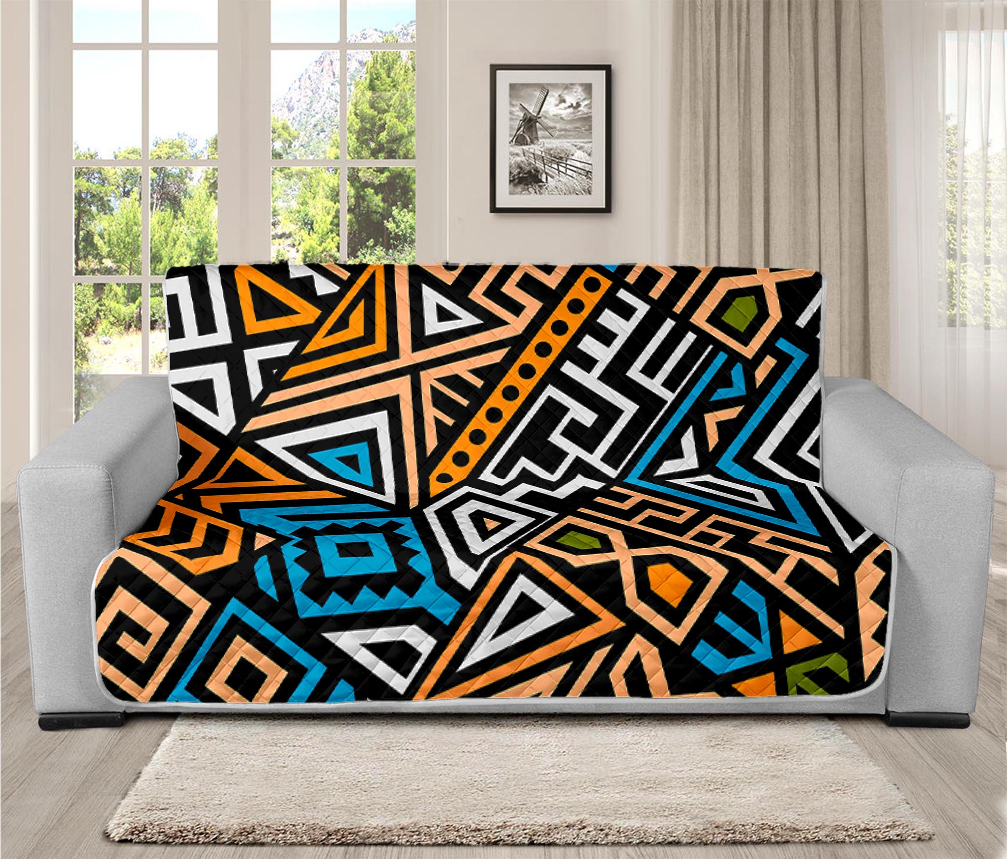 Ethnic Aztec Geometric Pattern Print Futon Protector