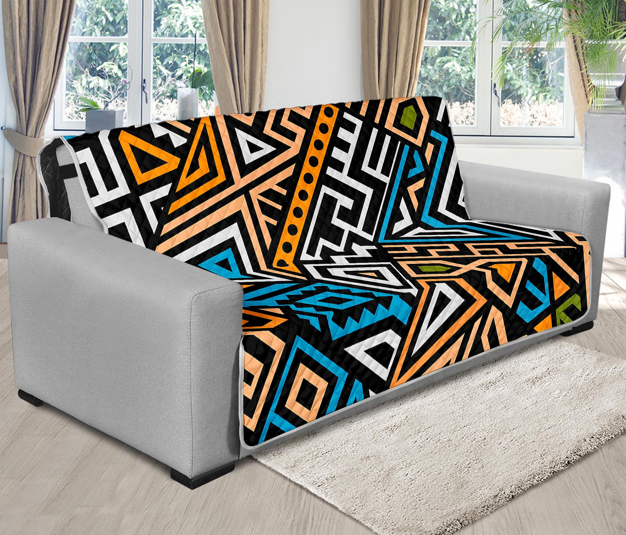 Ethnic Aztec Geometric Pattern Print Futon Protector