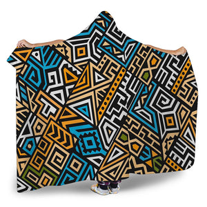 Ethnic Aztec Geometric Pattern Print Hooded Blanket