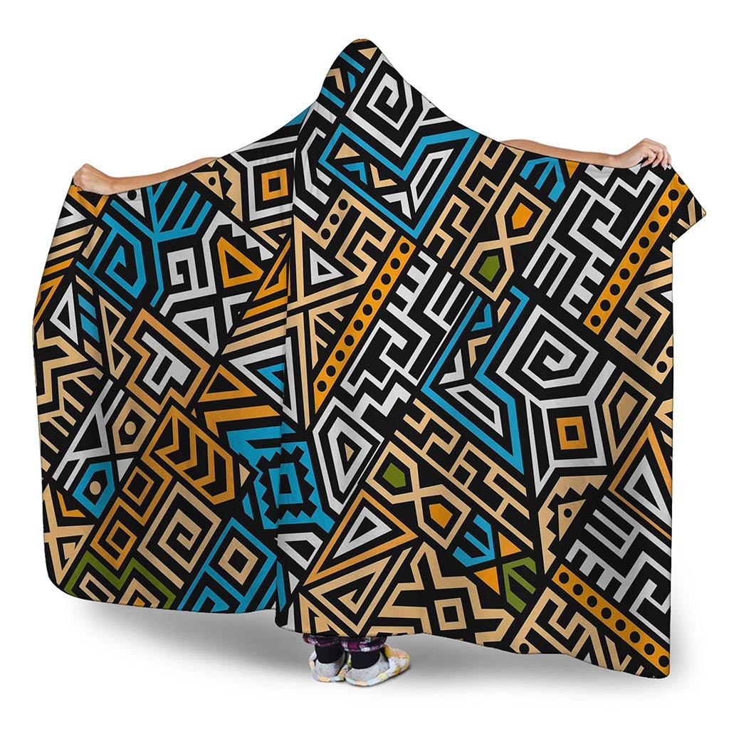 Ethnic Aztec Geometric Pattern Print Hooded Blanket