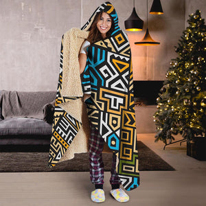 Ethnic Aztec Geometric Pattern Print Hooded Blanket