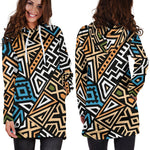 Ethnic Aztec Geometric Pattern Print Hoodie Dress GearFrost