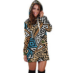 Ethnic Aztec Geometric Pattern Print Hoodie Dress GearFrost