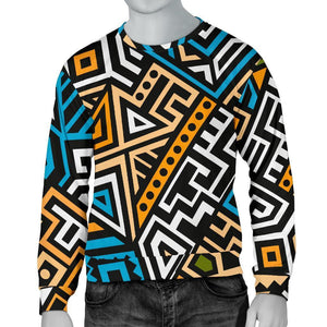 Ethnic Aztec Geometric Pattern Print Men's Crewneck Sweatshirt GearFrost