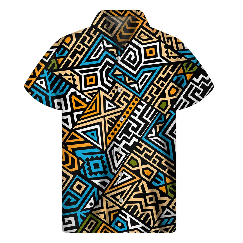 Ethnic Aztec Geometric Pattern Print Men's Short Sleeve Shirt