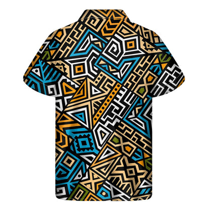 Ethnic Aztec Geometric Pattern Print Men's Short Sleeve Shirt