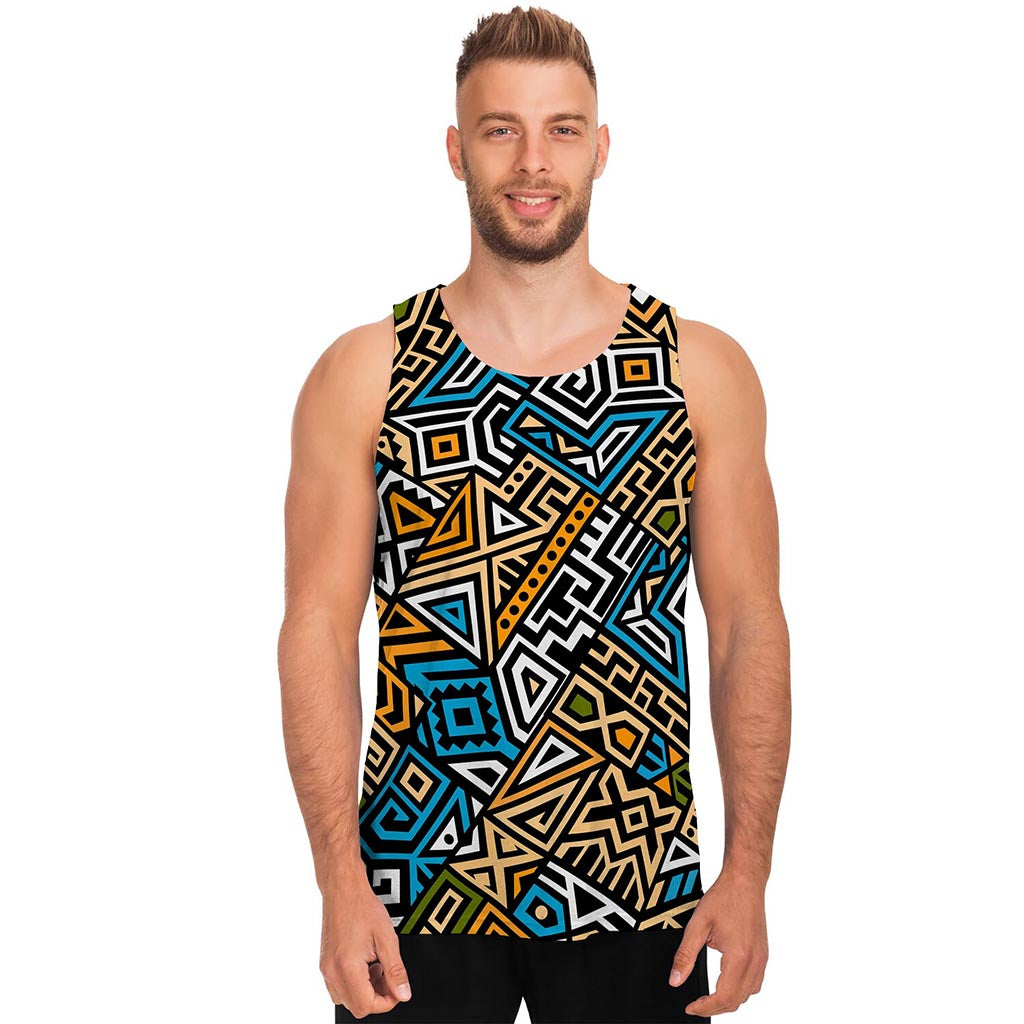 Ethnic Aztec Geometric Pattern Print Men's Tank Top