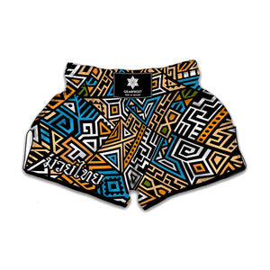 Ethnic Aztec Geometric Pattern Print Muay Thai Boxing Shorts