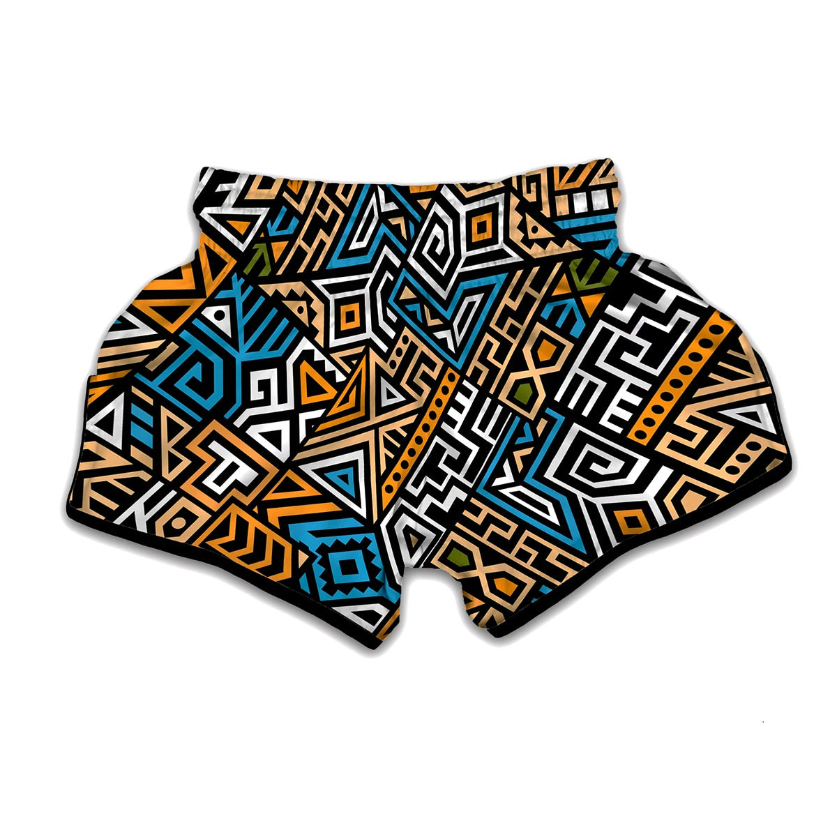 Ethnic Aztec Geometric Pattern Print Muay Thai Boxing Shorts