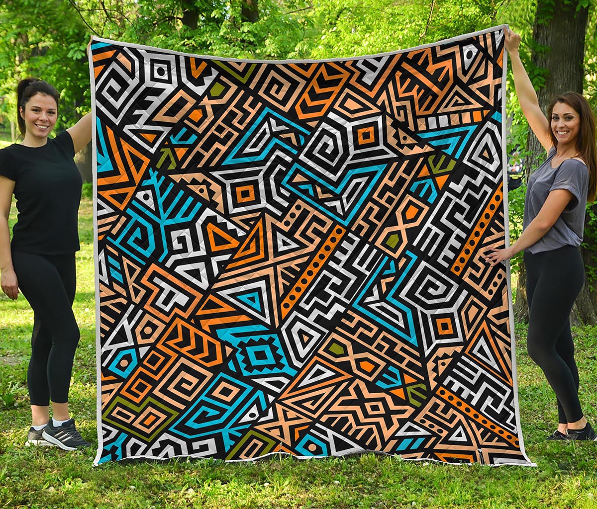 Ethnic Aztec Geometric Pattern Print Quilt