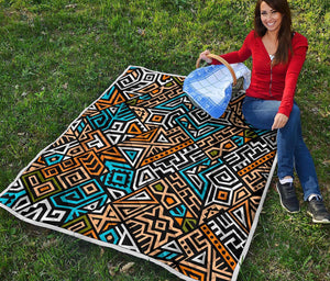 Ethnic Aztec Geometric Pattern Print Quilt