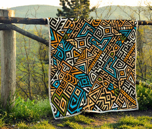 Ethnic Aztec Geometric Pattern Print Quilt