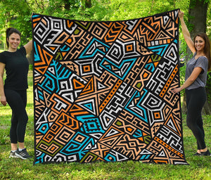 Ethnic Aztec Geometric Pattern Print Quilt