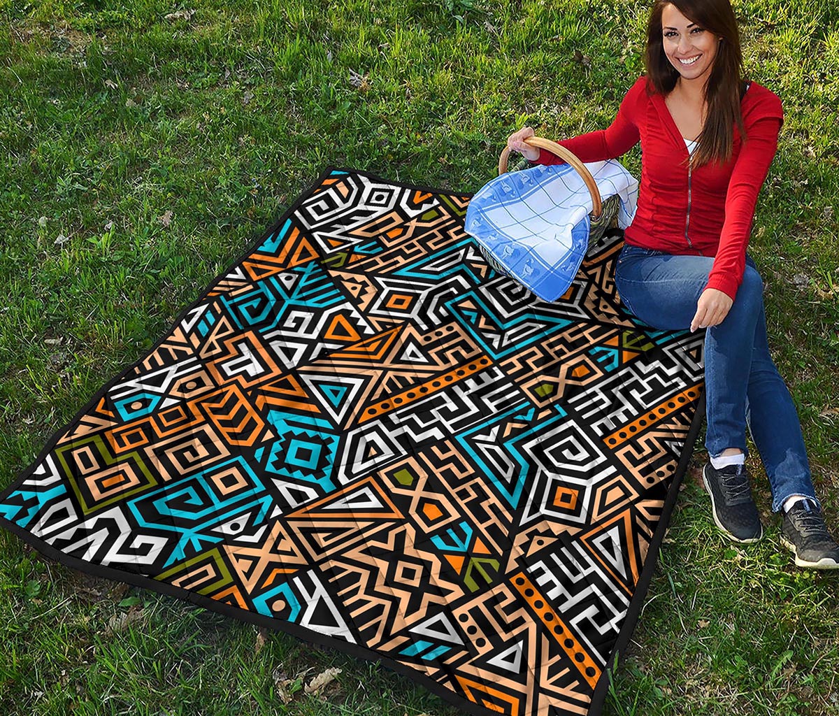 Ethnic Aztec Geometric Pattern Print Quilt