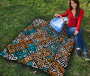 Ethnic Aztec Geometric Pattern Print Quilt