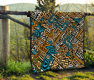 Ethnic Aztec Geometric Pattern Print Quilt