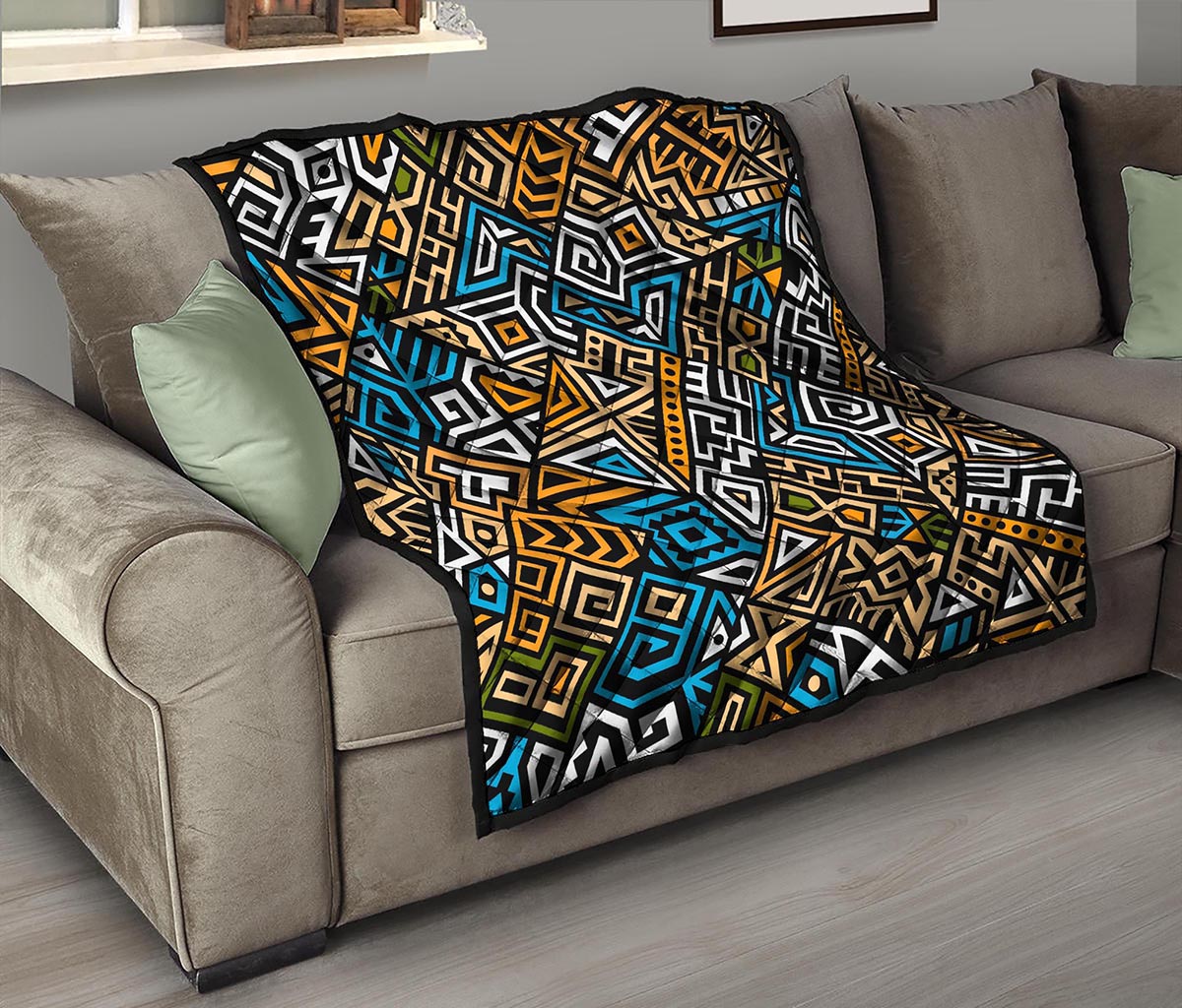 Ethnic Aztec Geometric Pattern Print Quilt