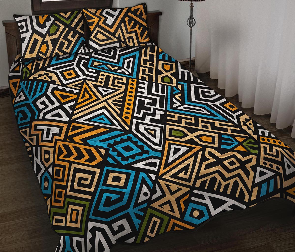 Ethnic Aztec Geometric Pattern Print Quilt Bed Set