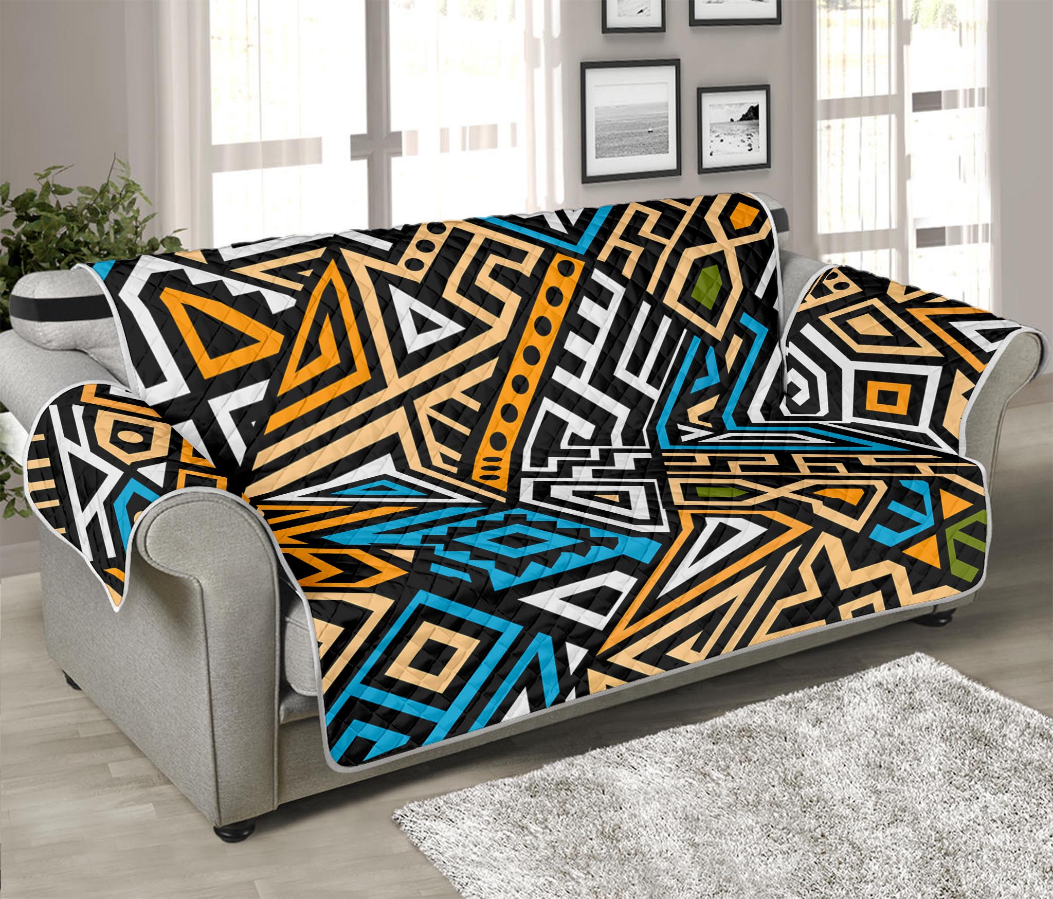 Ethnic Aztec Geometric Pattern Print Sofa Protector