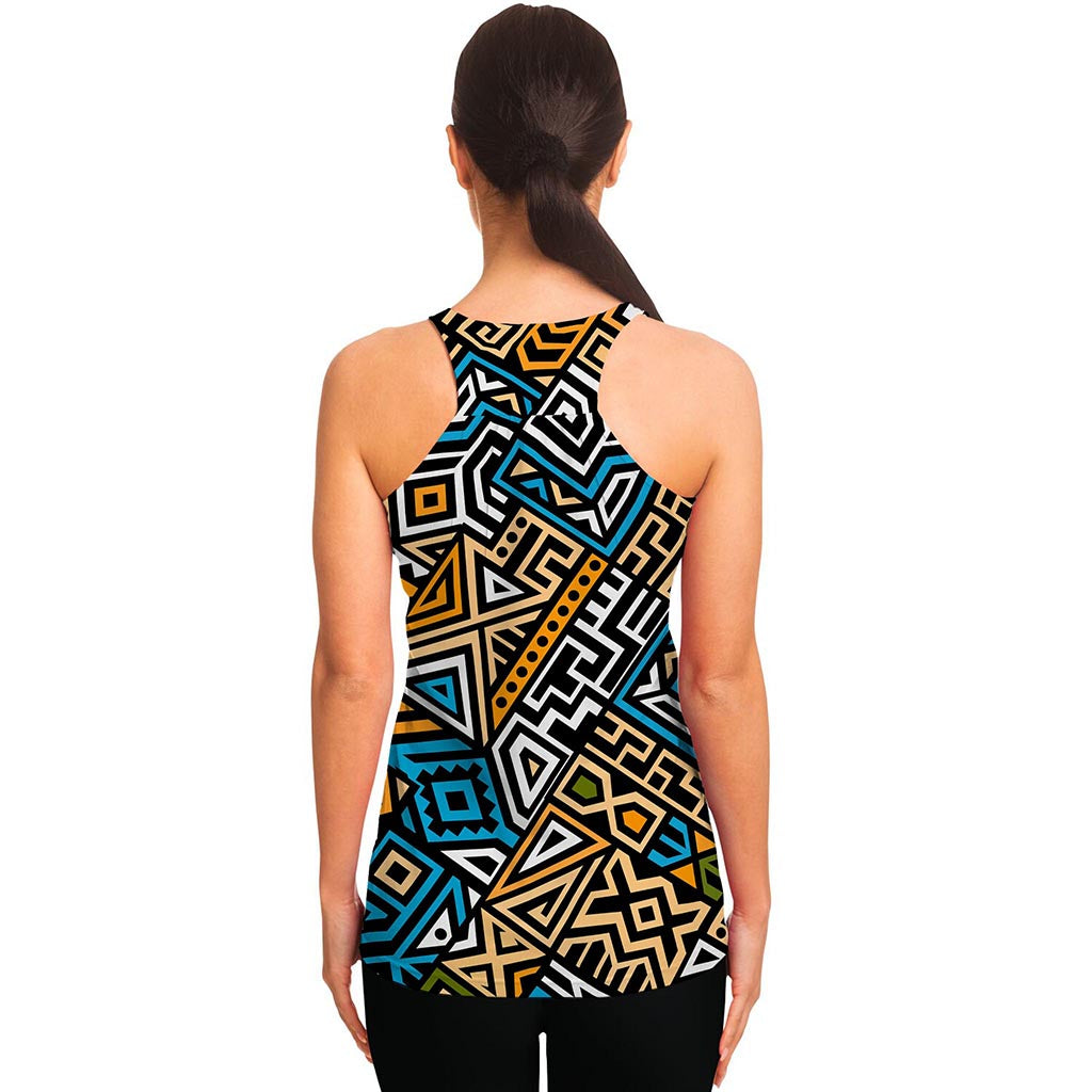 Ethnic Aztec Geometric Pattern Print Women's Racerback Tank Top