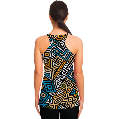 Ethnic Aztec Geometric Pattern Print Women's Racerback Tank Top