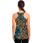 Ethnic Aztec Geometric Pattern Print Women's Racerback Tank Top