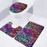 Ethnic Aztec Grunge Trippy Print 3 Piece Bath Mat Set