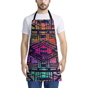 Ethnic Aztec Grunge Trippy Print Apron