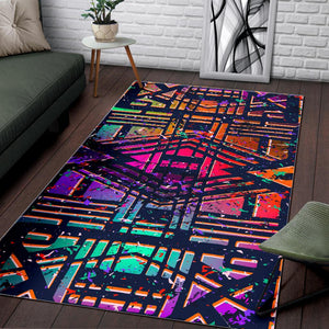 Ethnic Aztec Grunge Trippy Print Area Rug GearFrost