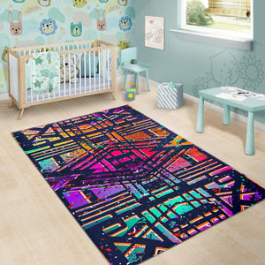 Ethnic Aztec Grunge Trippy Print Area Rug GearFrost