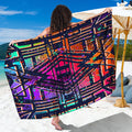 Ethnic Aztec Grunge Trippy Print Beach Sarong Wrap